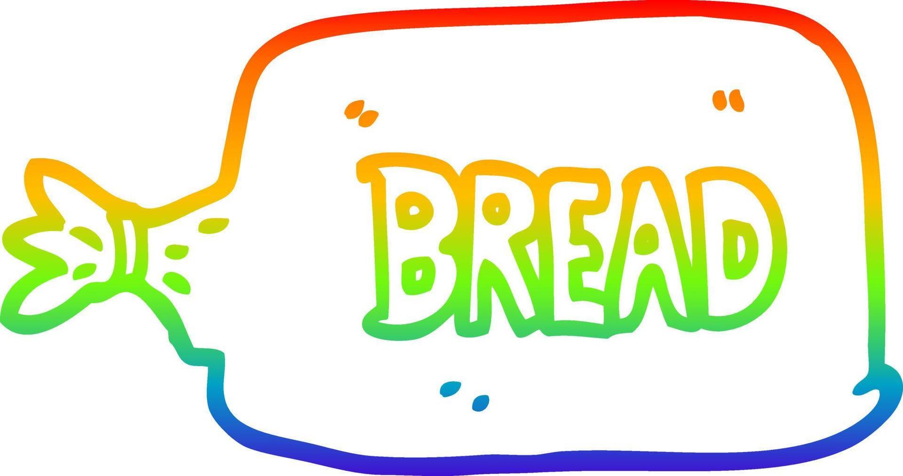 rainbow gradient line drawing cartoon bread in bag vector