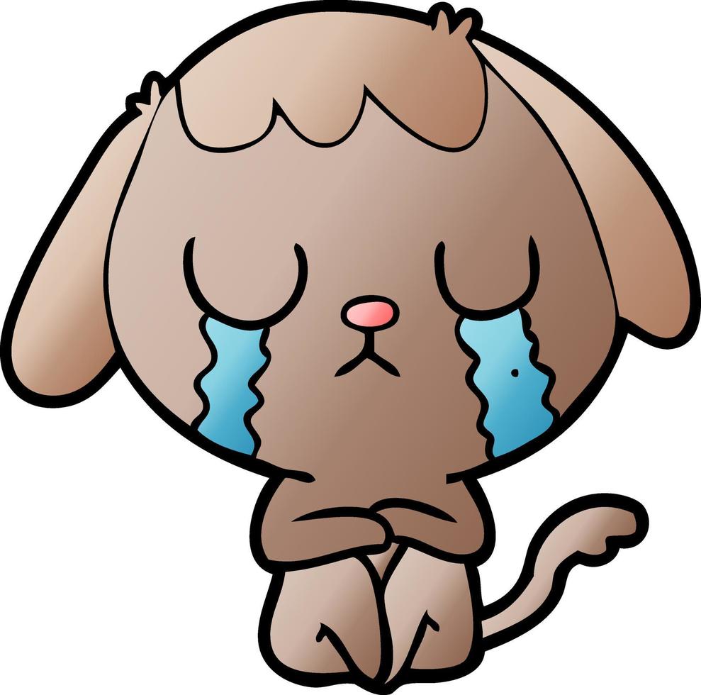 cute cartoon dog crying vector