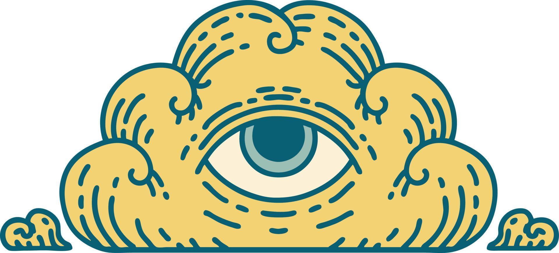 iconic tattoo style image of an all seeing eye cloud vector