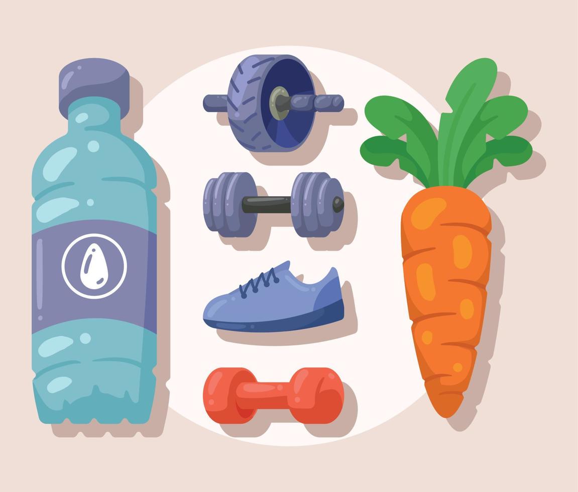 healthy lifestyle, icon set vector