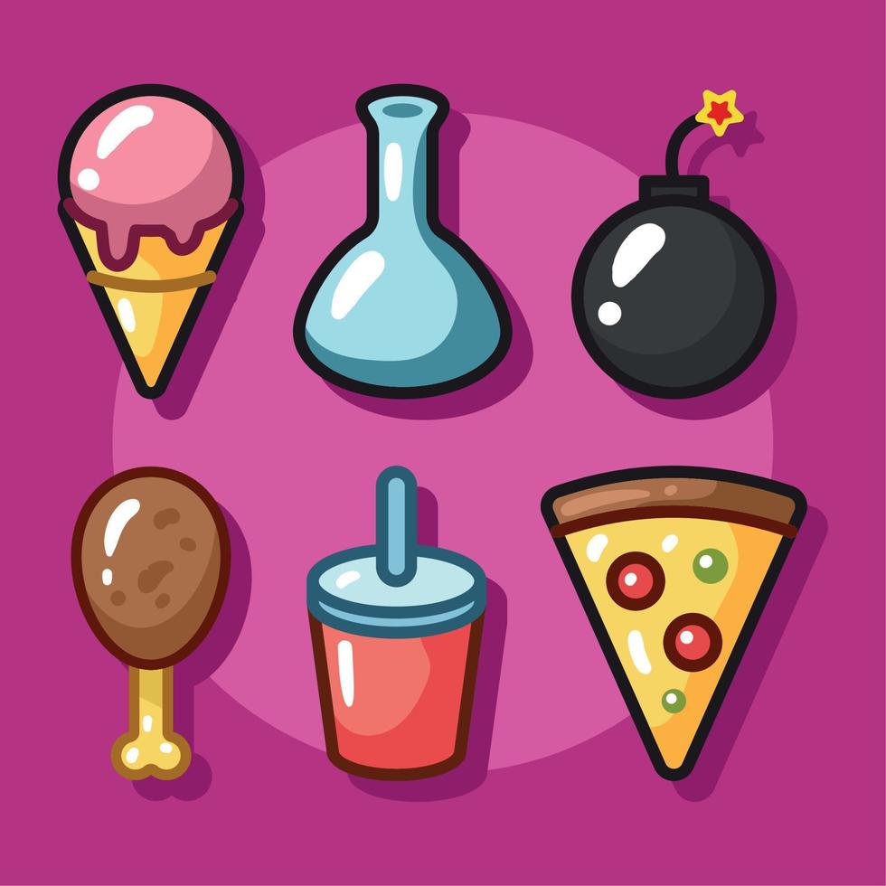 icon set of cartoon things vector