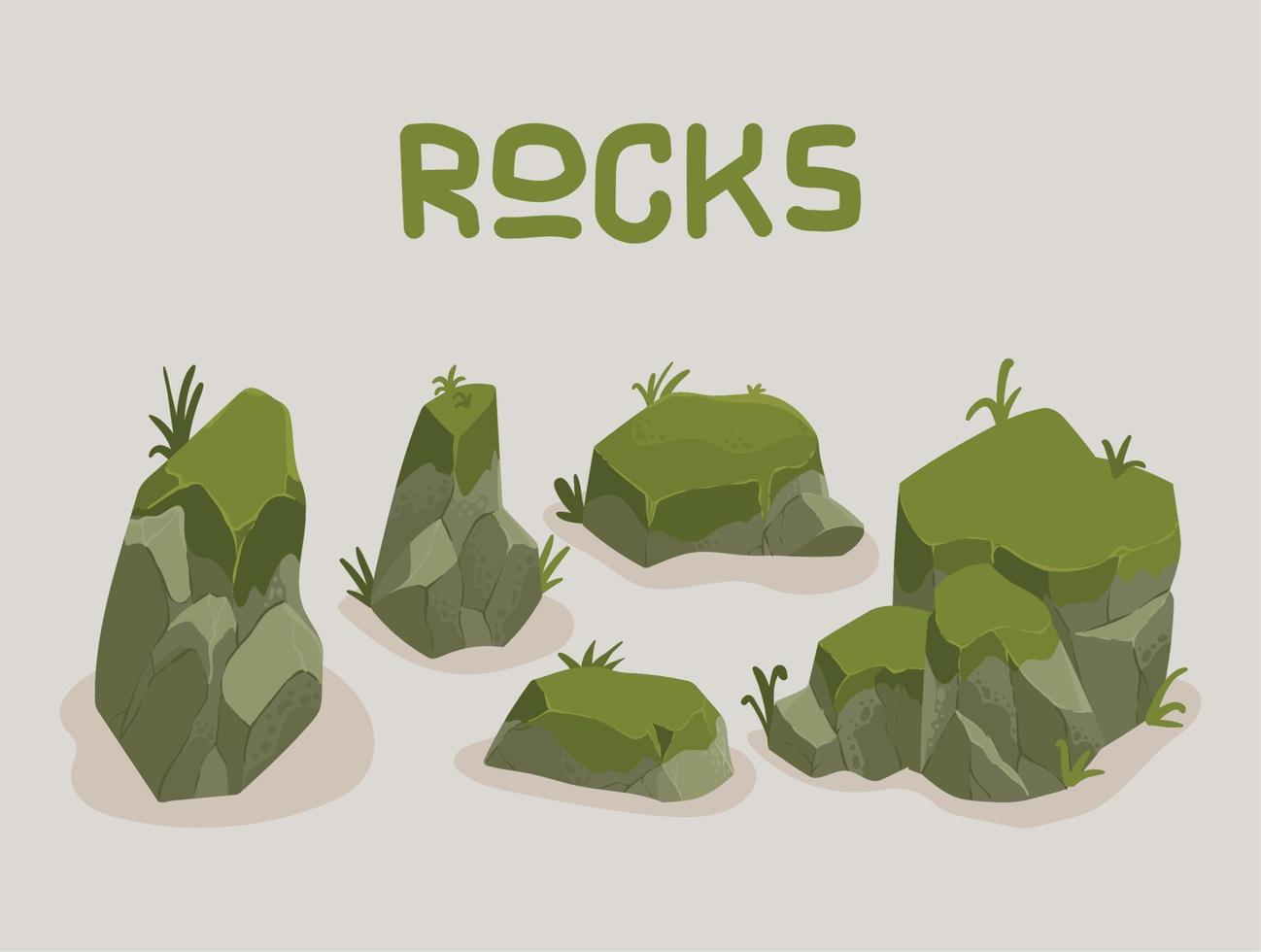 icons rocks and grass vector