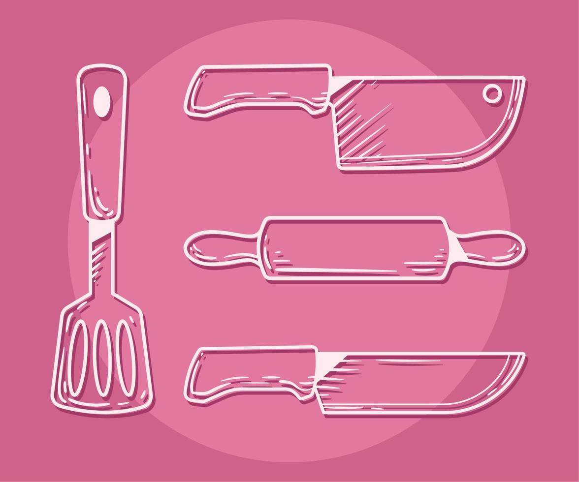 kitchen utensils icons vector