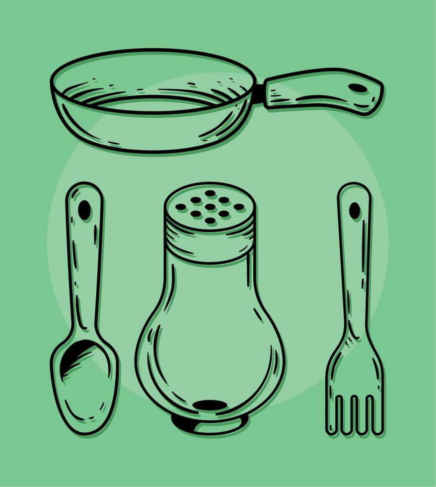 conjunto de equipo de cocina vector