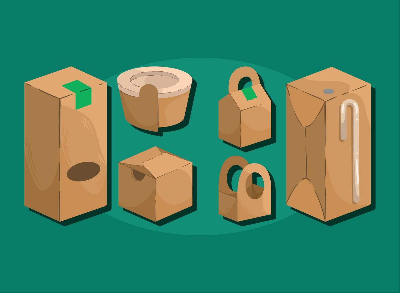 icons, eco packages mockup vector