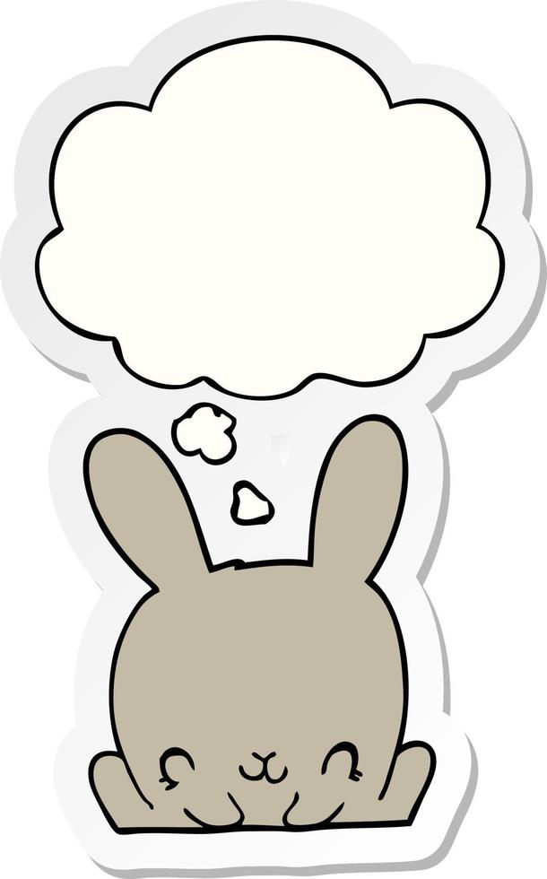cartoon rabbit and thought bubble as a printed sticker vector