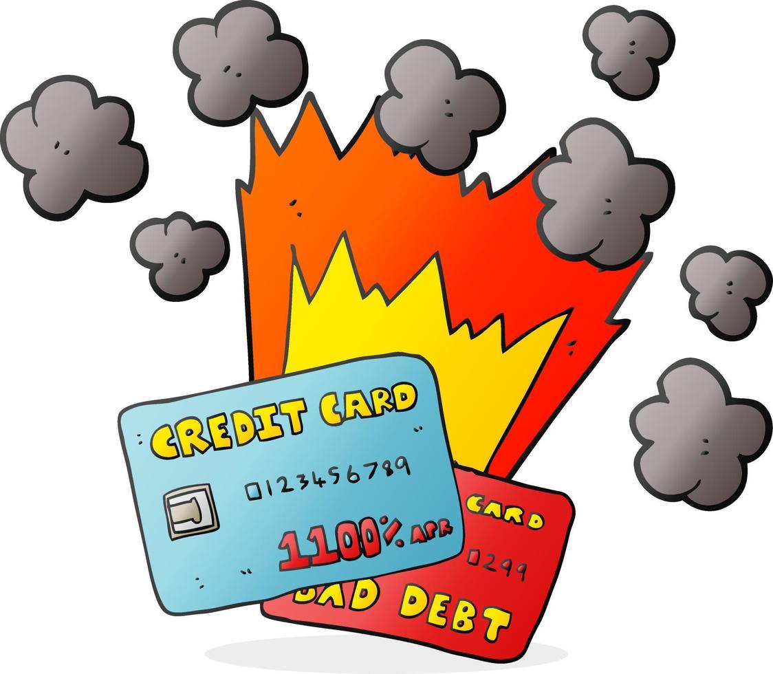 freehand drawn cartoon credit card debt vector