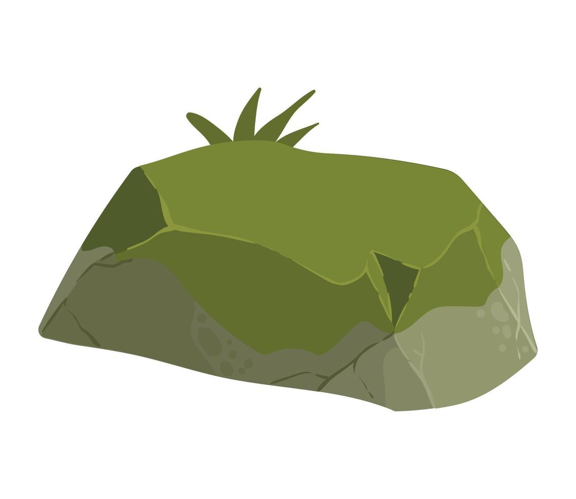 green rock with mossy vector