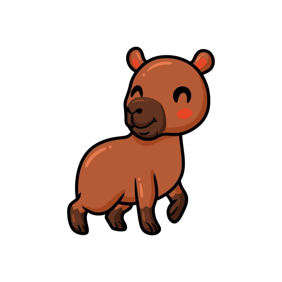 Cute little capybara cartoon posing vector