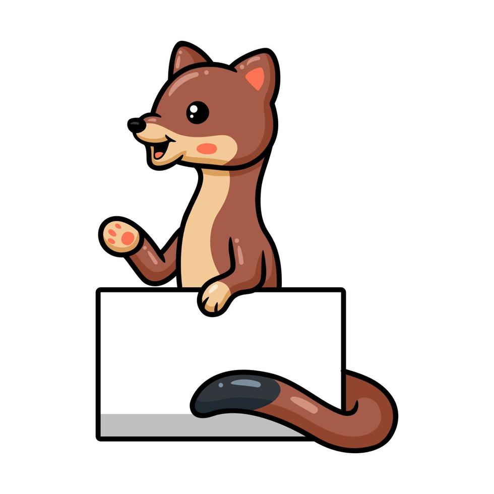 Cute little weasel cartoon with blank sign vector