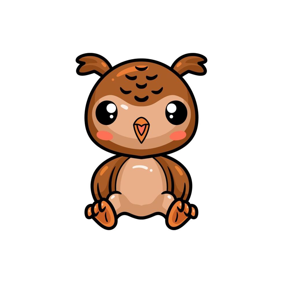 Cute little owl cartoon on tree branch vector