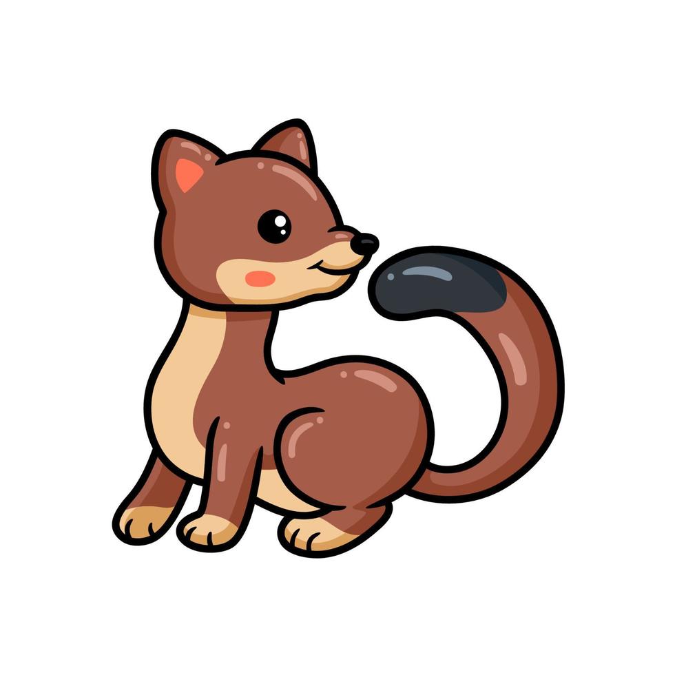 Cute little weasel cartoon posing vector