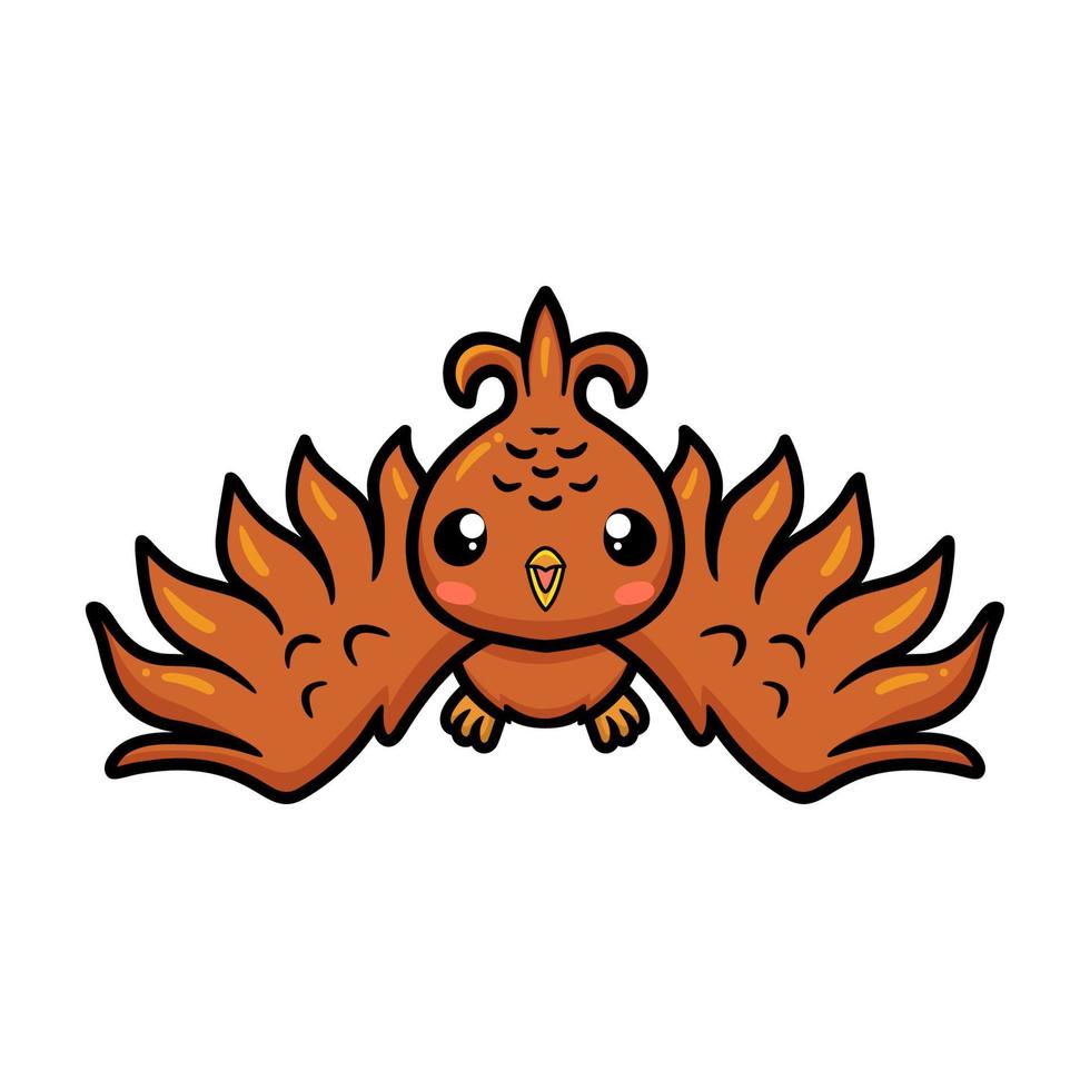 Cute little phoenix cartoon flying vector