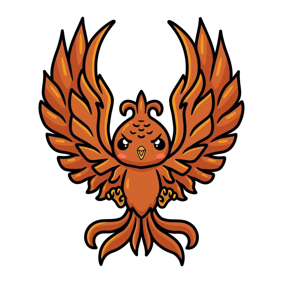 Cute little phoenix cartoon flying vector