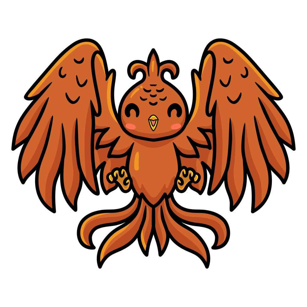 Cute little phoenix cartoon flying vector