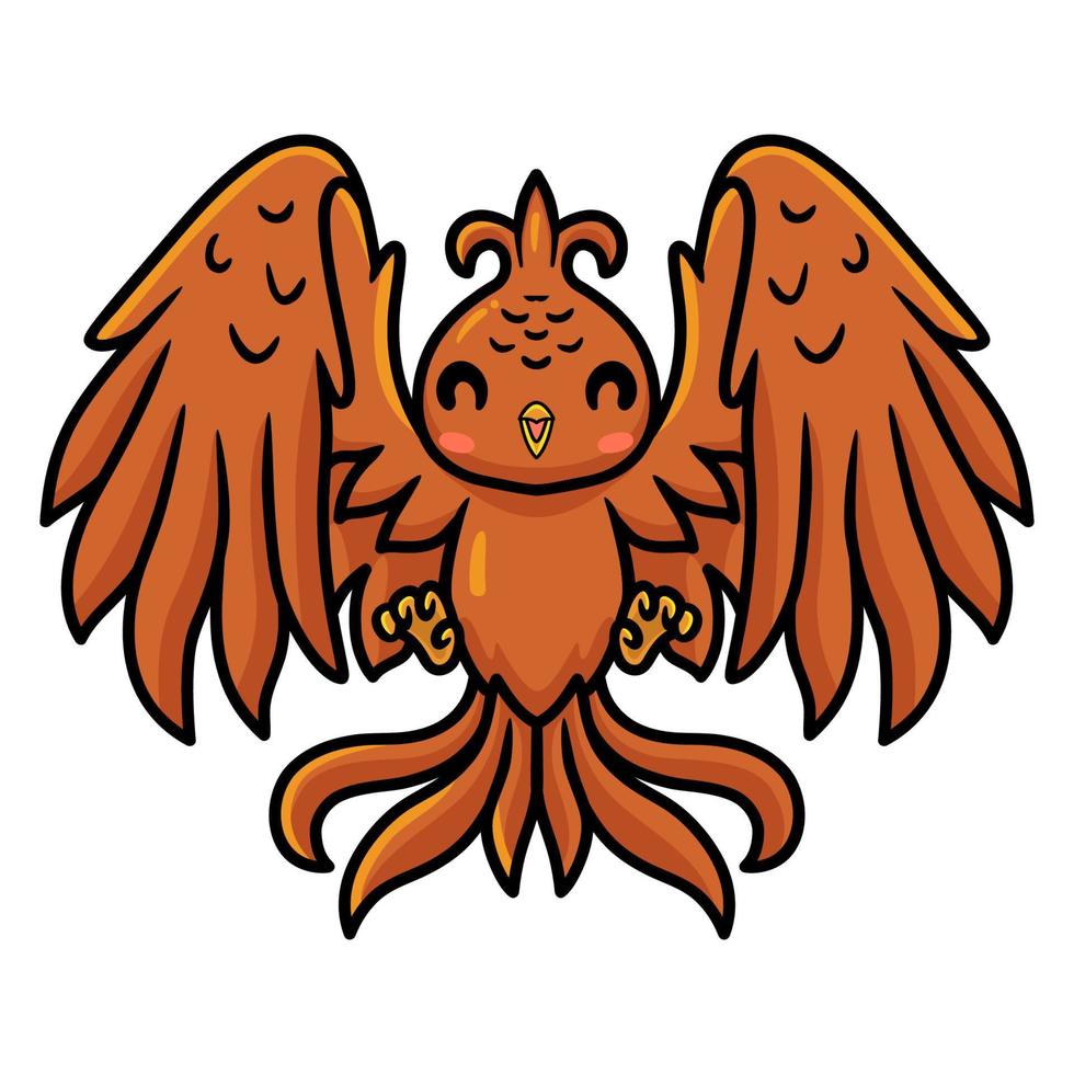 Cute little phoenix cartoon flying vector