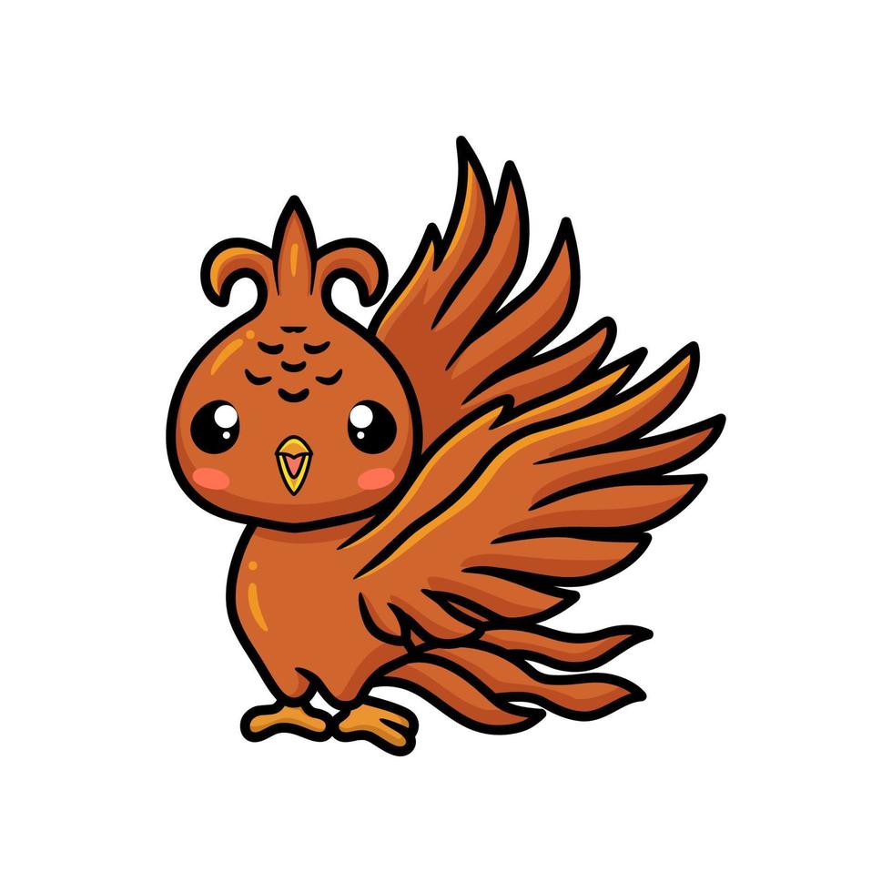 Cute little phoenix cartoon posing vector