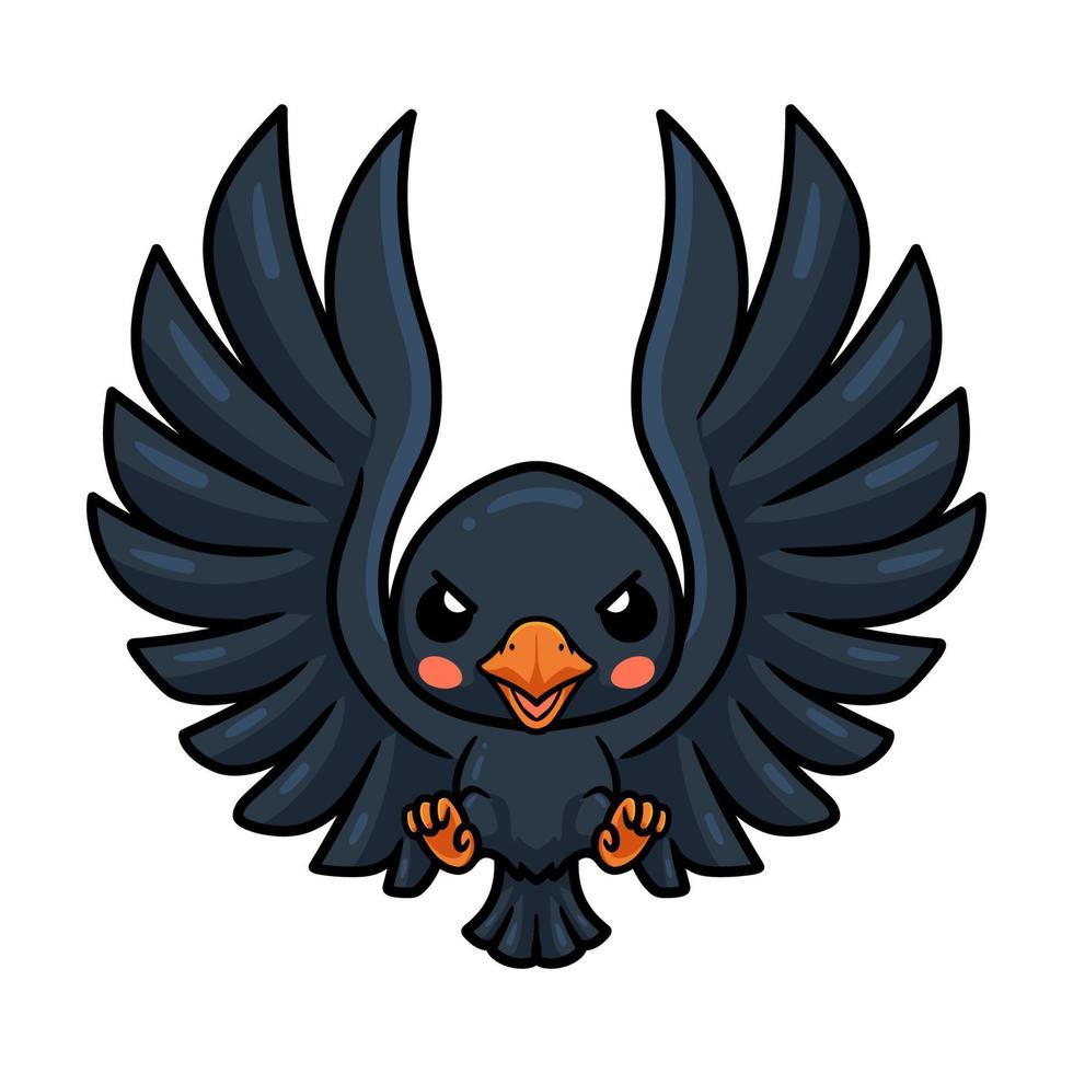 139.epsCute little crow cartoon flying vector