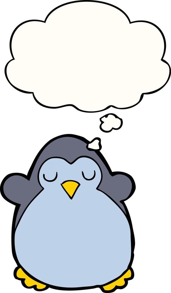 cartoon penguin and thought bubble vector