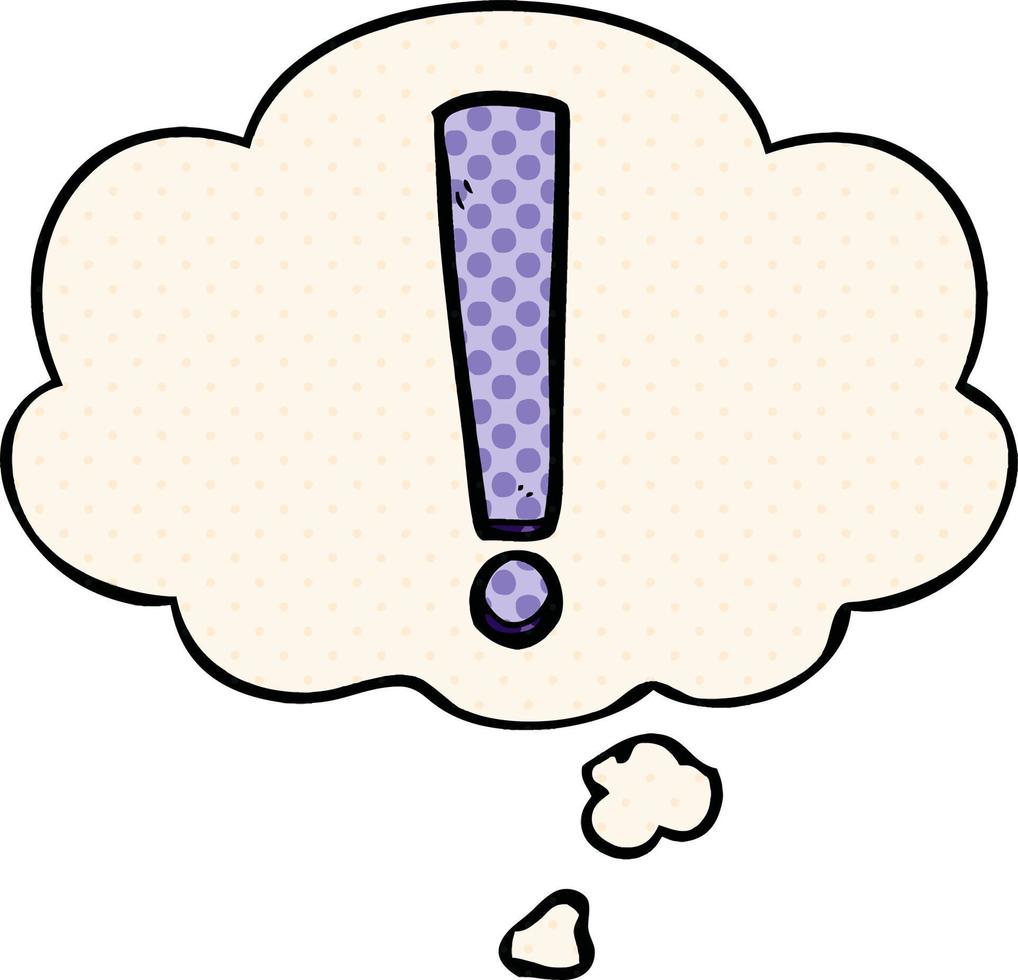 cartoon exclamation mark and thought bubble in comic book style vector