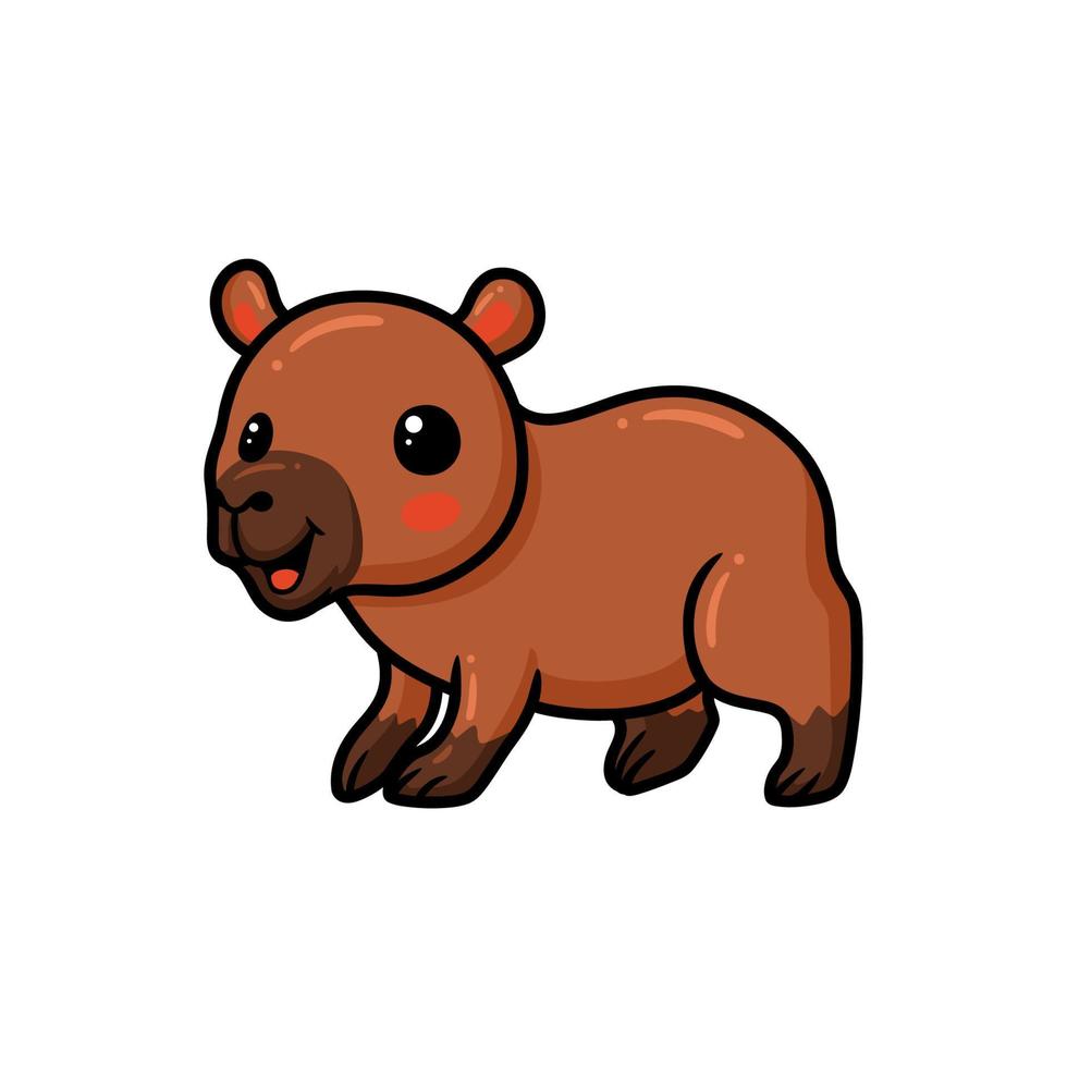 Cute little capybara cartoon posing vector