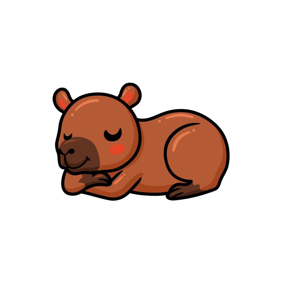 Cute little capybara cartoon sleeping vector