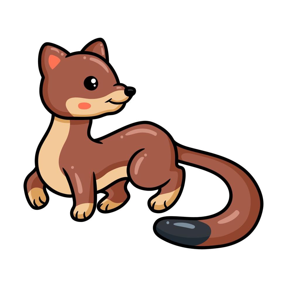 Cute little weasel cartoon posing vector