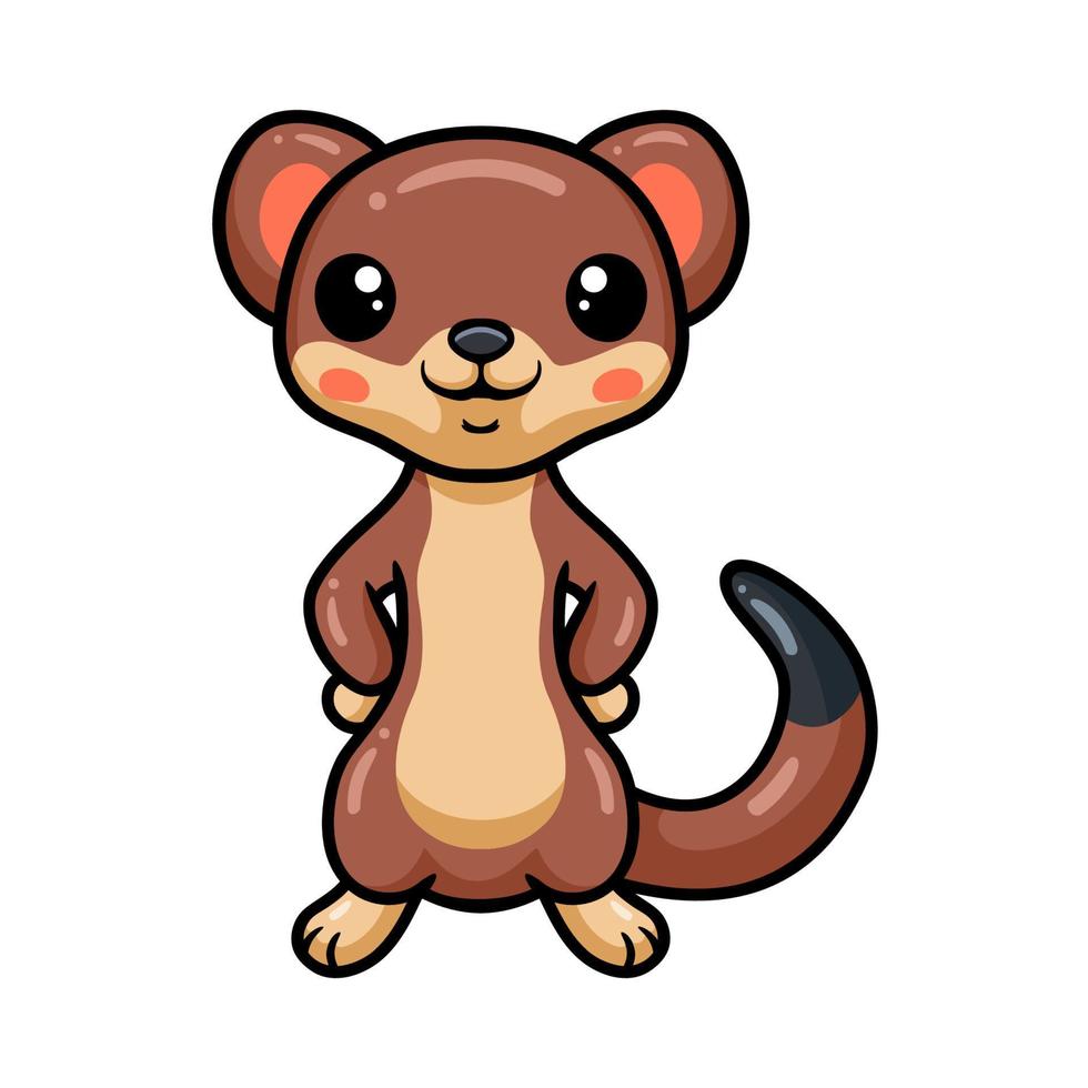 Cute little weasel cartoon standing vector