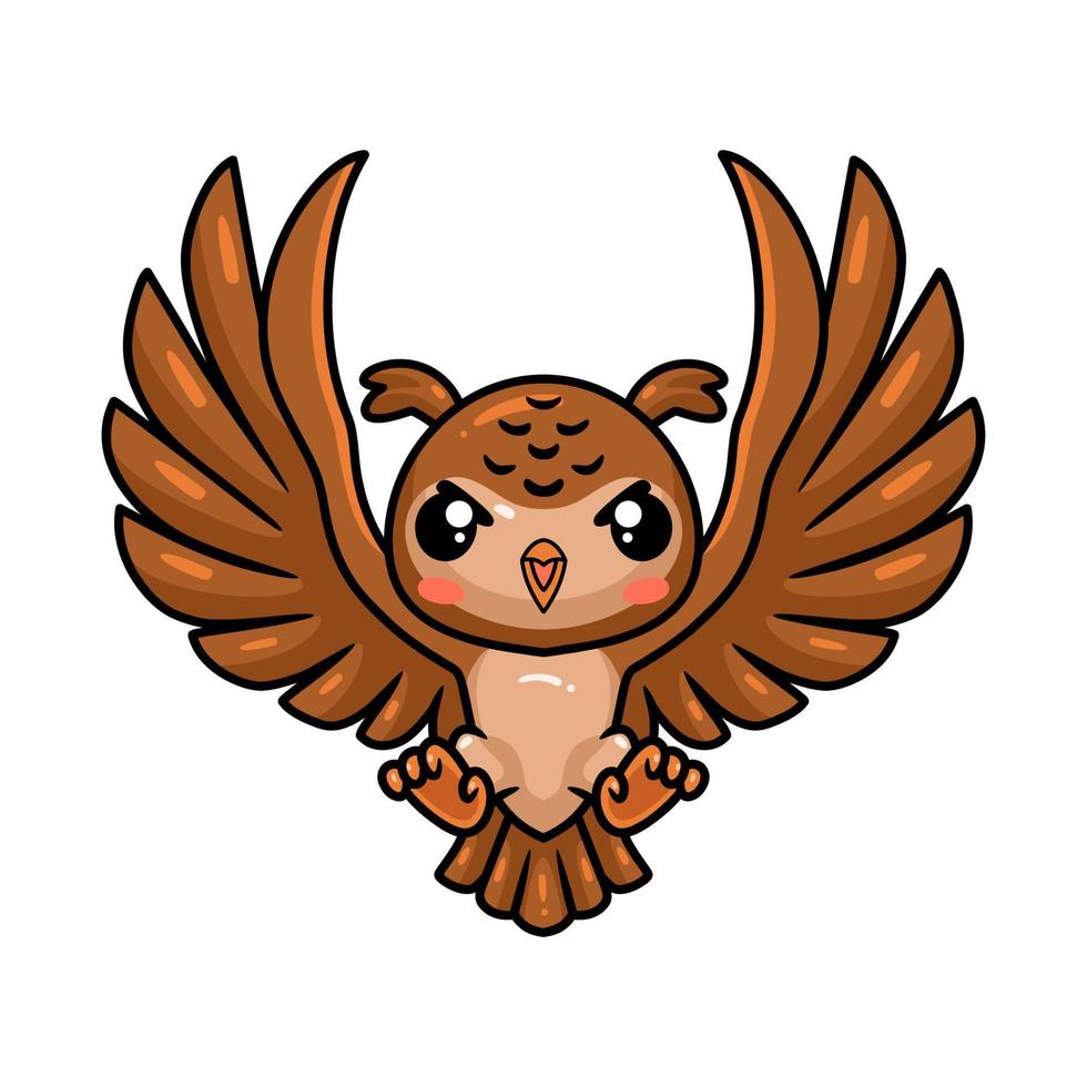Cute little owl cartoon flying vector