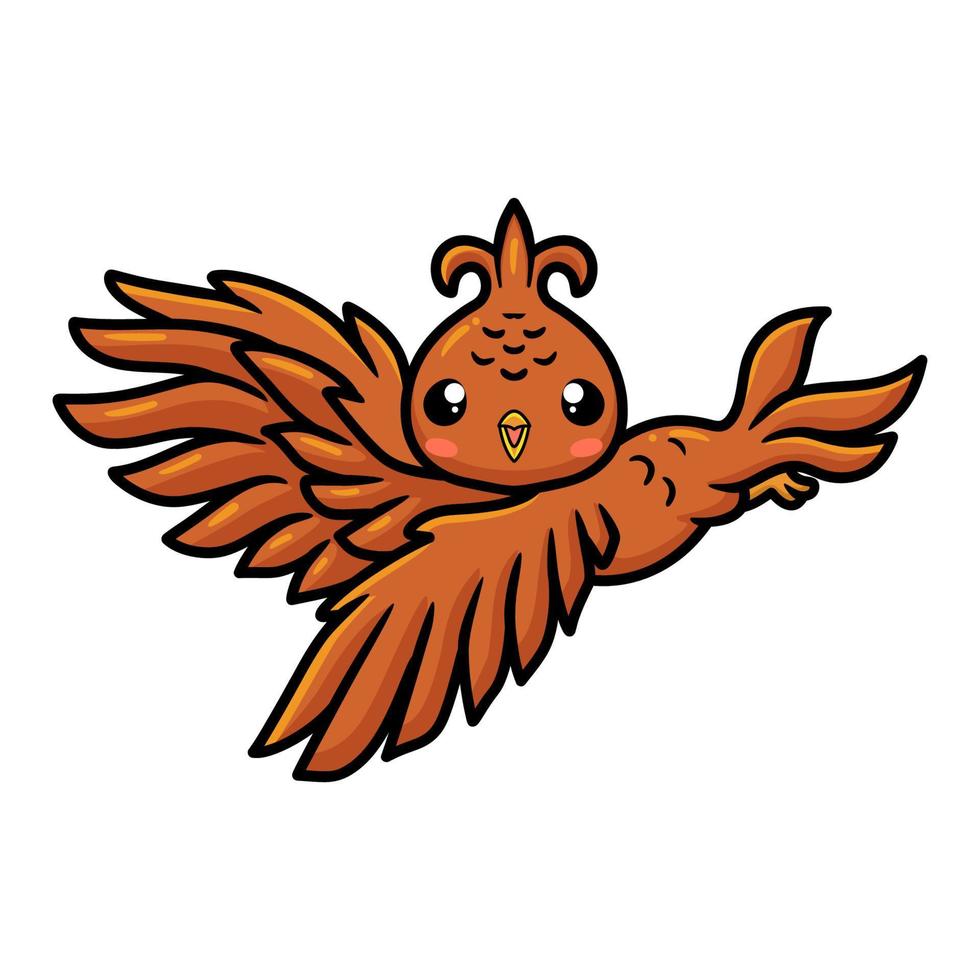Cute little phoenix cartoon flying vector