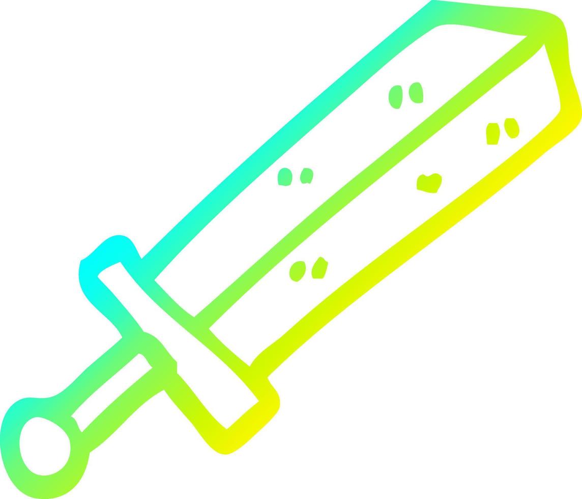 cold gradient line drawing cartoon sword vector