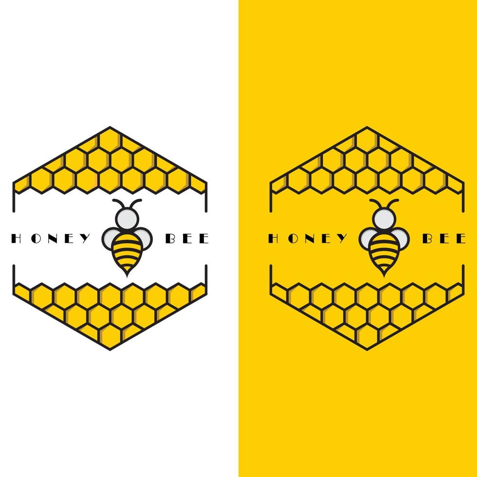 creative honey bee logo with slogan template vector