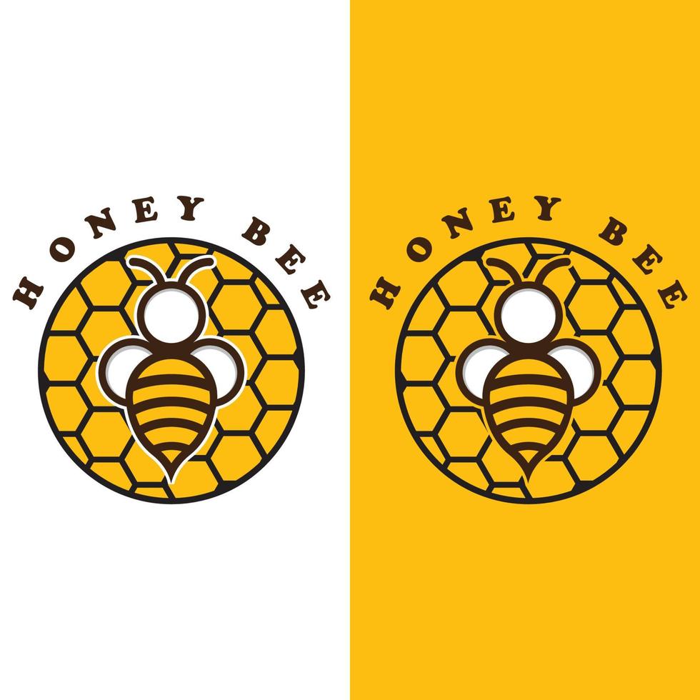 creative honey bee logo with slogan template vector