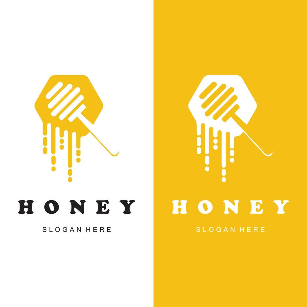 conjunto de logotipo creativo de miel con plantilla de eslogan vector