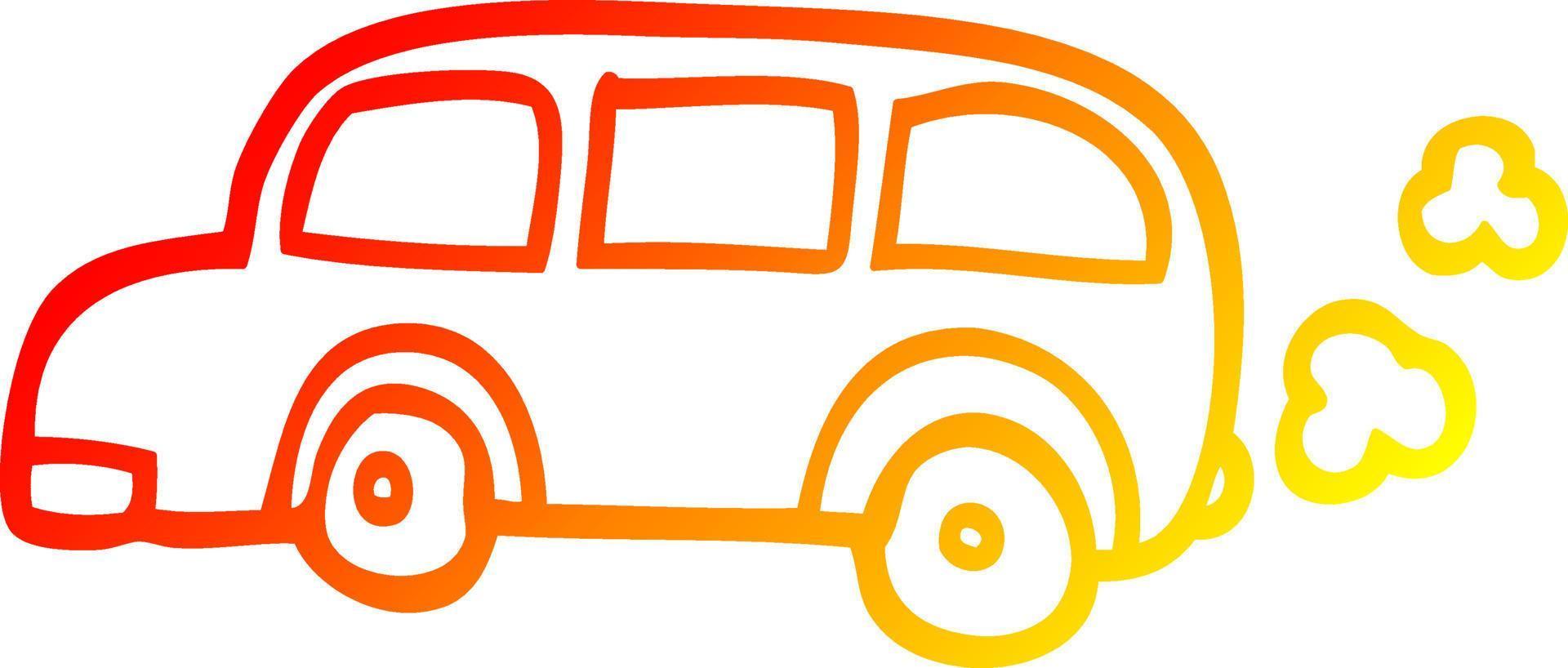 warm gradient line drawing cartoon school bus vector