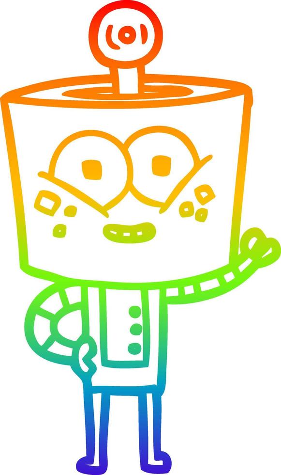 rainbow gradient line drawing happy cartoon robot vector