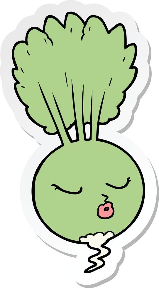 sticker of a cartoon root vegetable vector