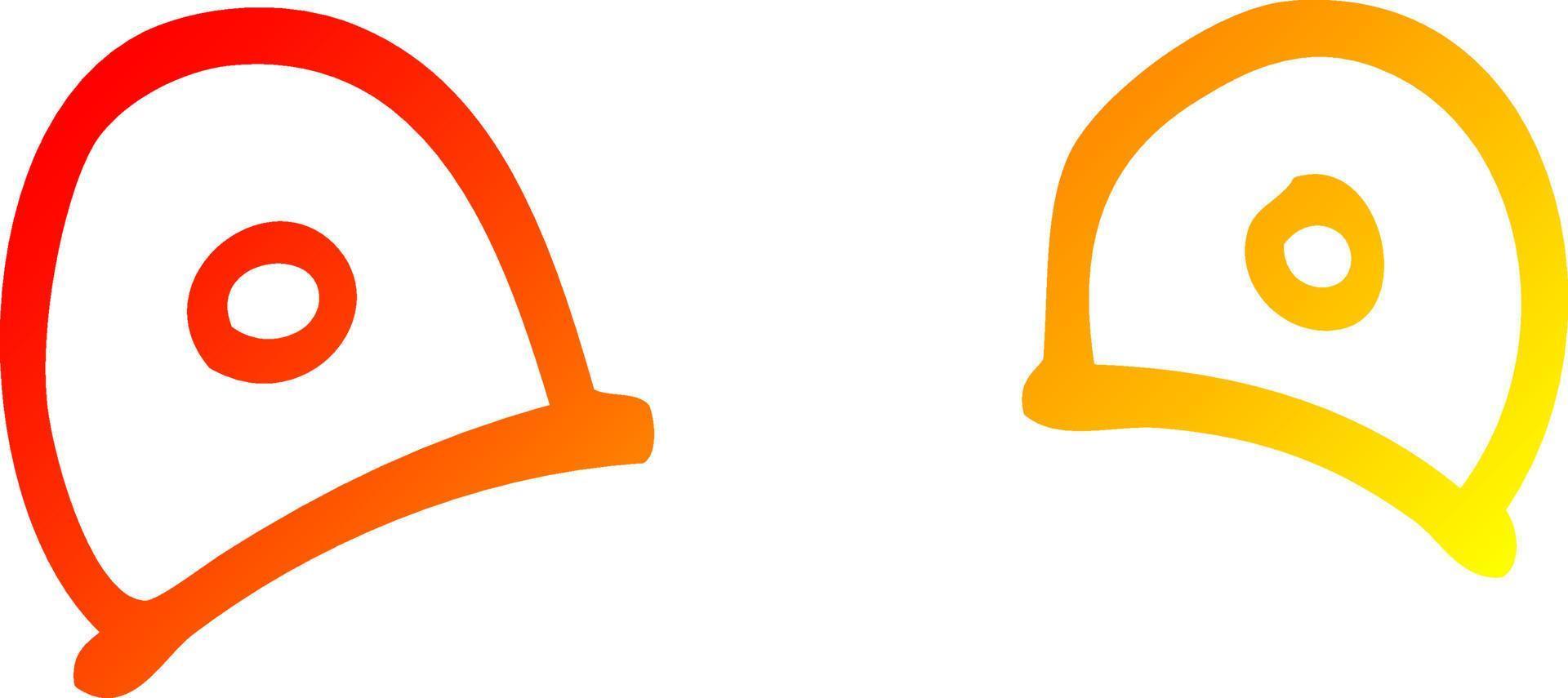 warm gradient line drawing cartoon staring eyes vector