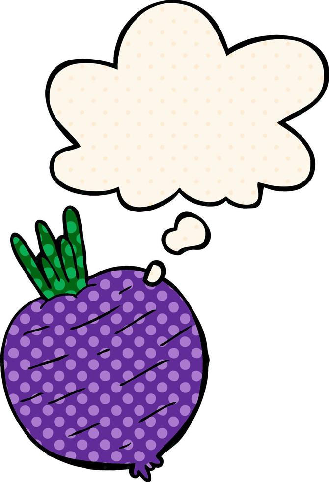 cartoon vegetable and thought bubble in comic book style vector