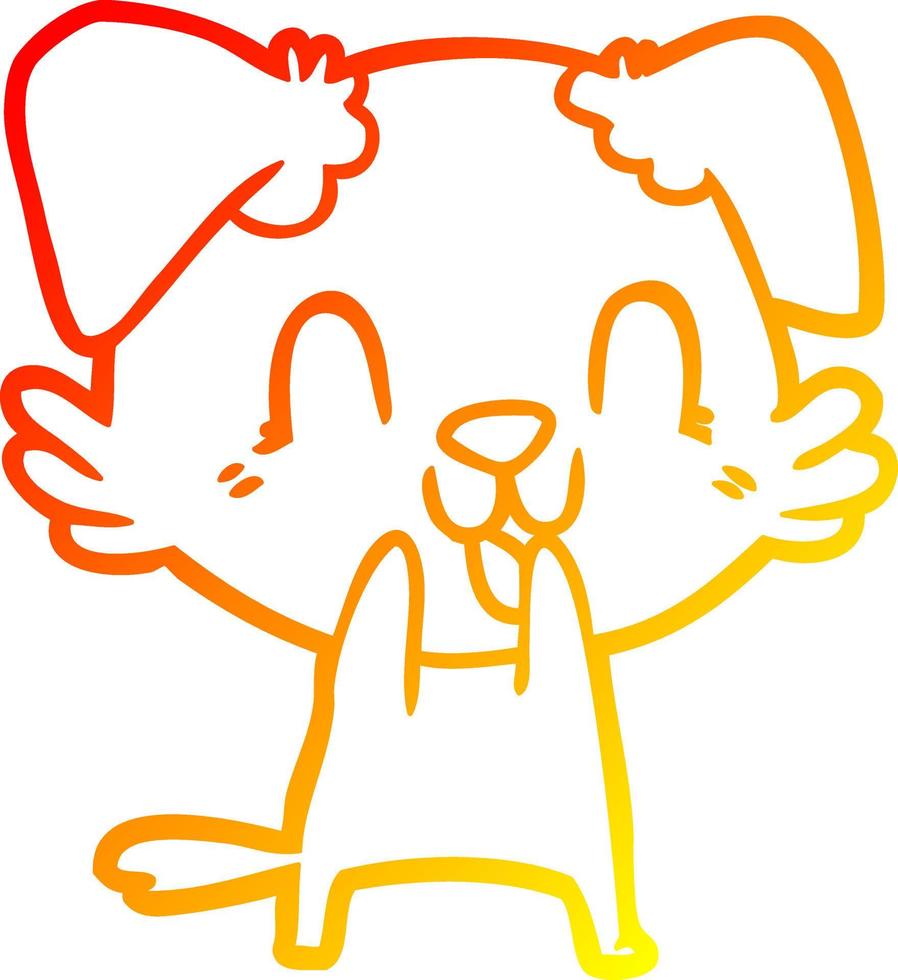 warm gradient line drawing laughing cartoon dog vector