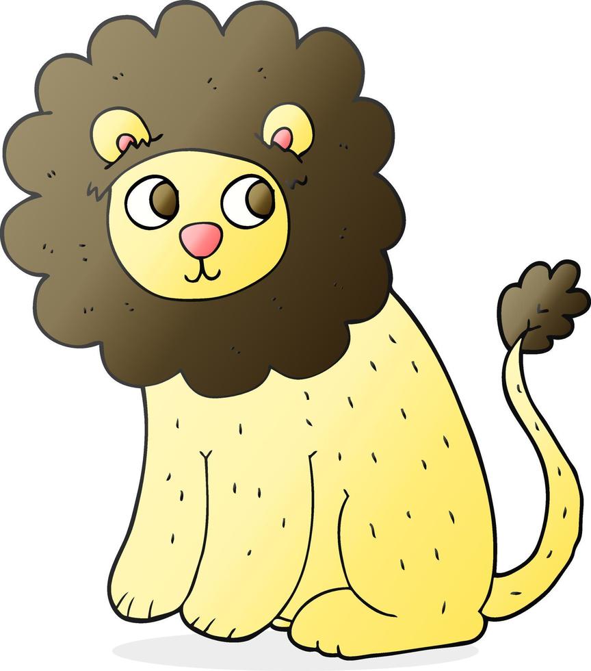 freehand drawn cartoon cute lion vector