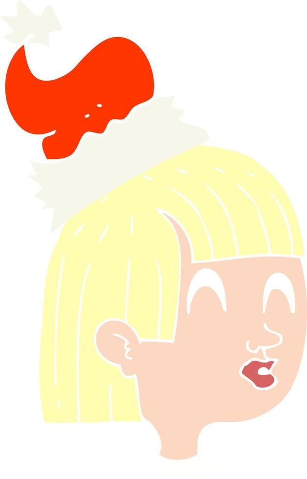 ilustración de color plano de niña con sombrero de santa vector