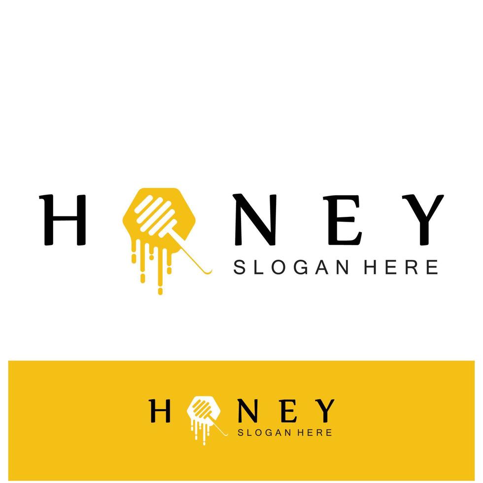 set of creative honey logo with slogan template vector