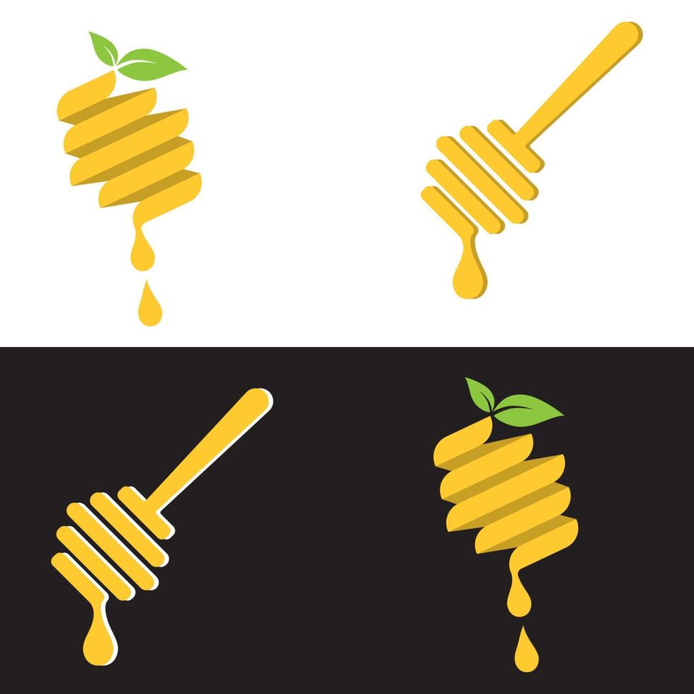 set of creative honey logo with slogan template vector
