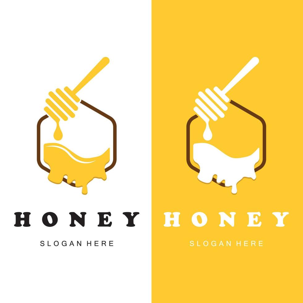 conjunto de logotipo creativo de miel con plantilla de eslogan vector