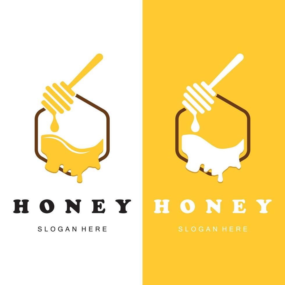 set of creative honey logo with slogan template vector