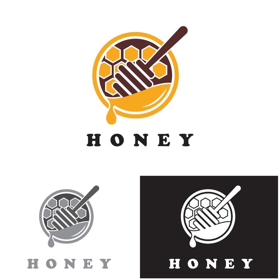 set of creative honey logo with slogan template vector