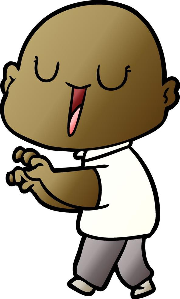 happy cartoon bald man vector