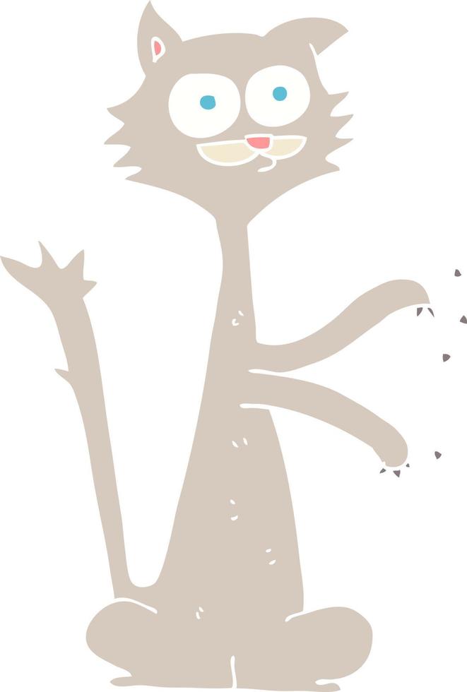 flat color illustration of cat scratching vector