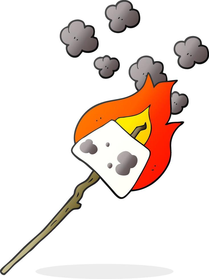freehand drawn cartoon marshmallow on stick vector